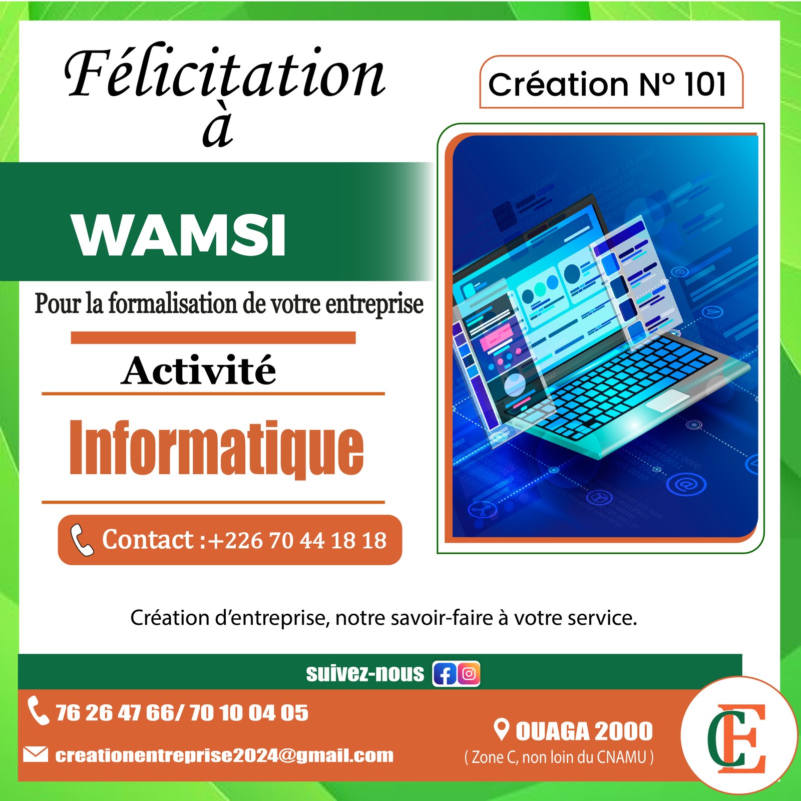 WAMSI est désormais une entreprise formalisée