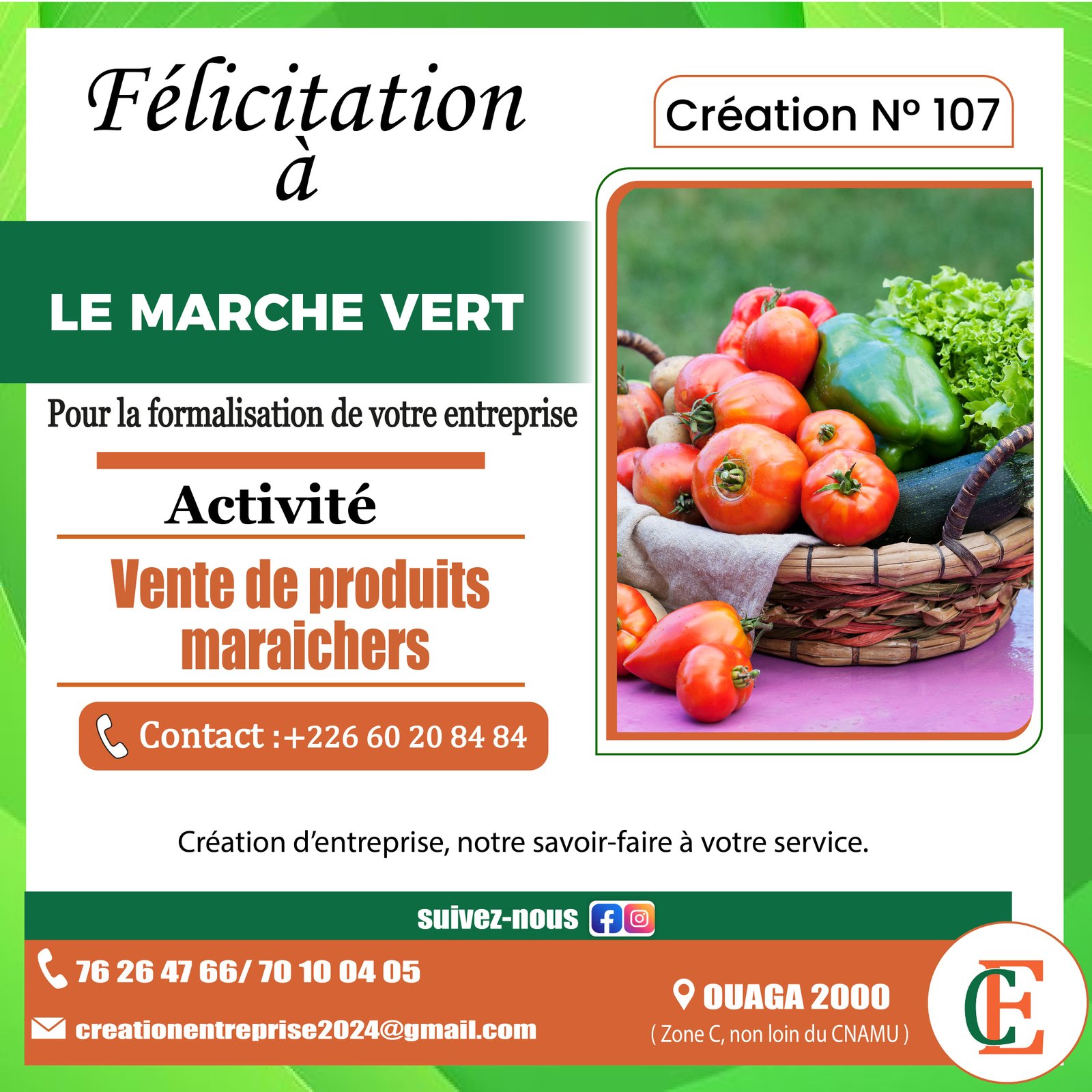 LE MARCHÉ VERT a été formalisé